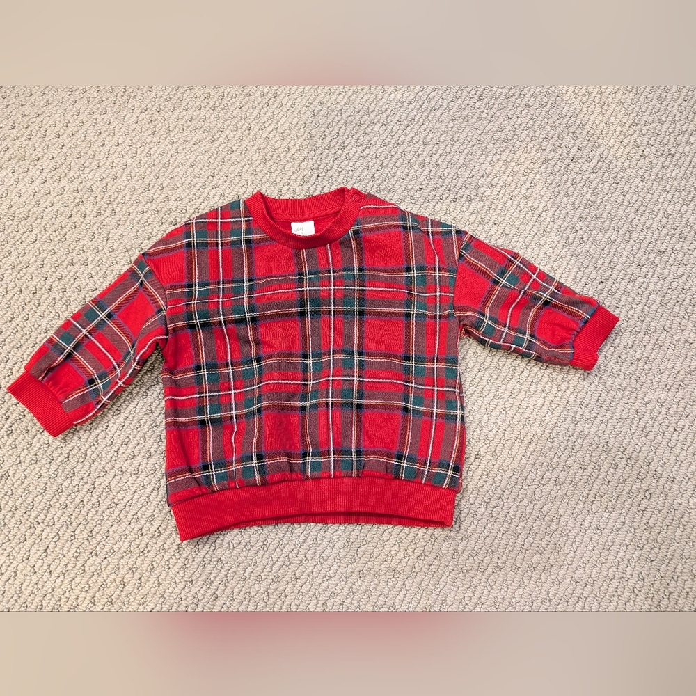 H&M Red Plaid 6m Sweatshirt